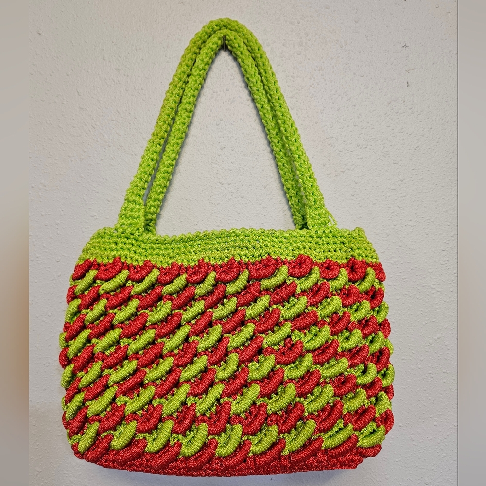 Handmade  Crochet Zip Purse/Satchel/Bag Fully Lined W/Interior Zipper Pocket